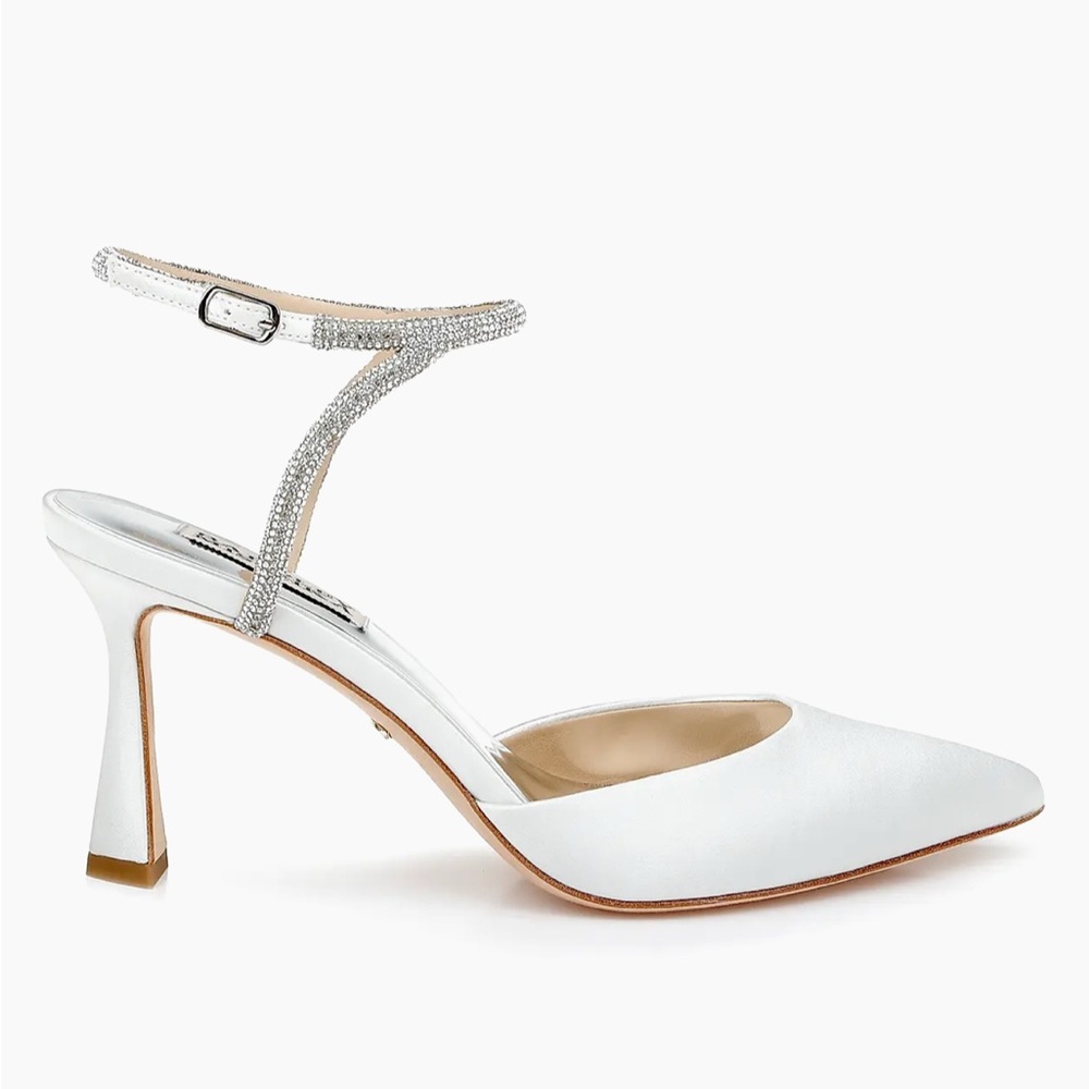 Badgley Mischka Kamilah 80MM Embellished White Satin Pumps
